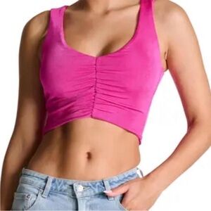 Naked Wardrobe Fuchsia Ruched Crop Top